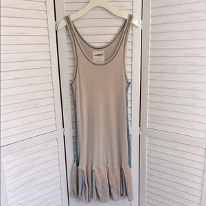 Free People We The Free Ribbed Distressed Neck Tank Dress Knit Hem Size Medium